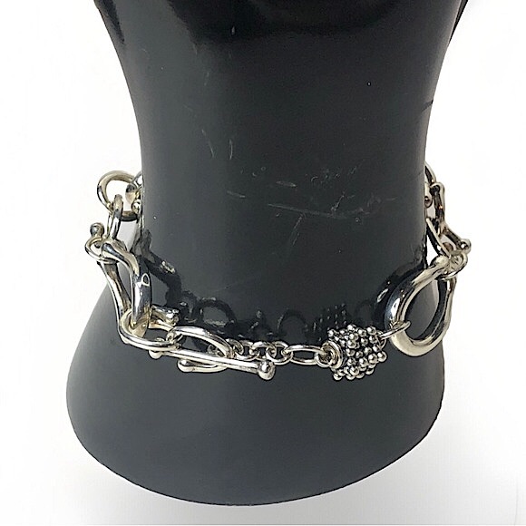 MICHAEL DAWKINS Sterling Silver Caviar Pearl Starry Night Link Toggle Bracelet - Picture 3 of 16